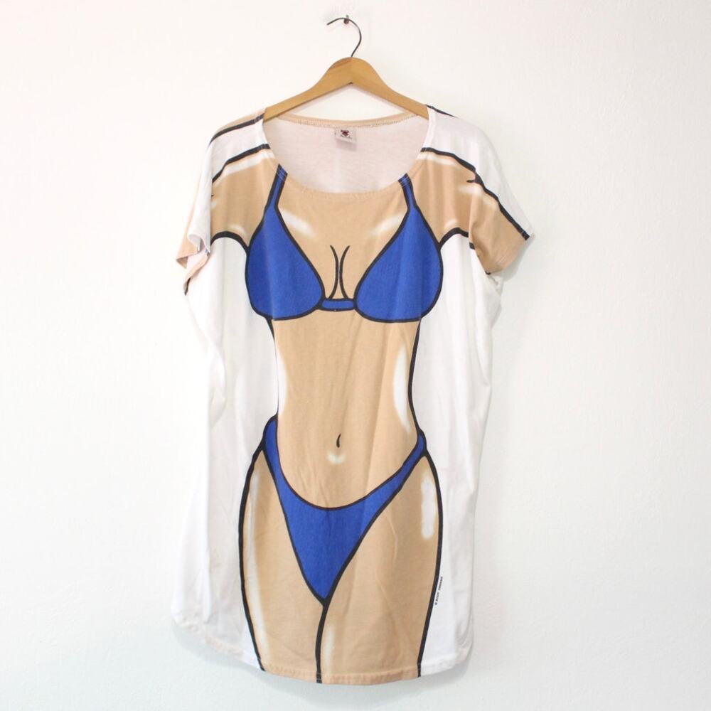 Vintage Bikini Body Thong Cover Up T Shirt XL